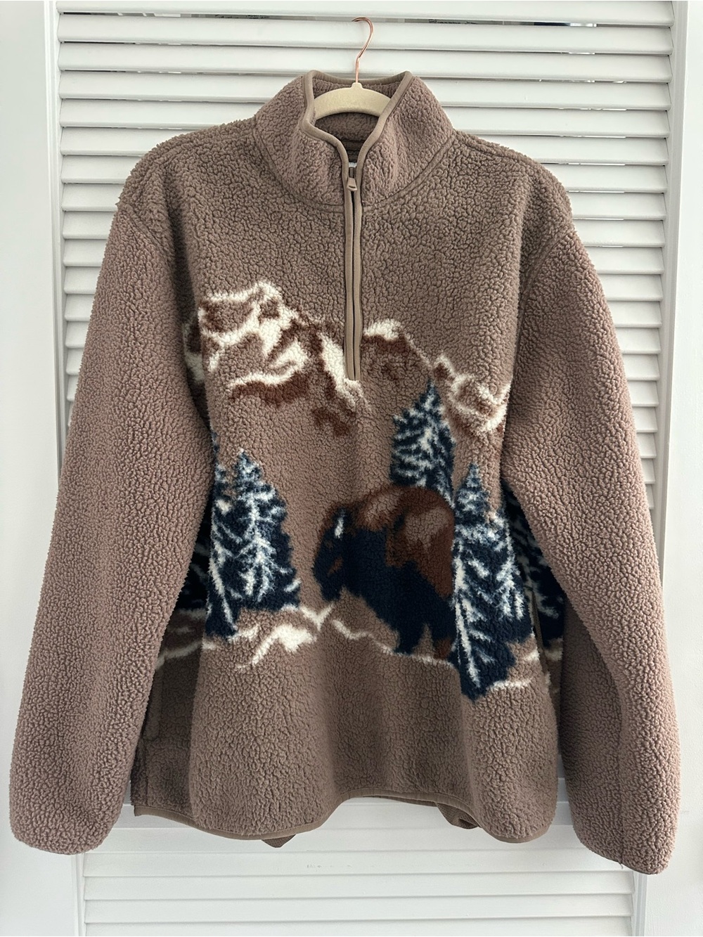 Old Navy Sherpa Fleece Graphic Quarter-Zip Pullover